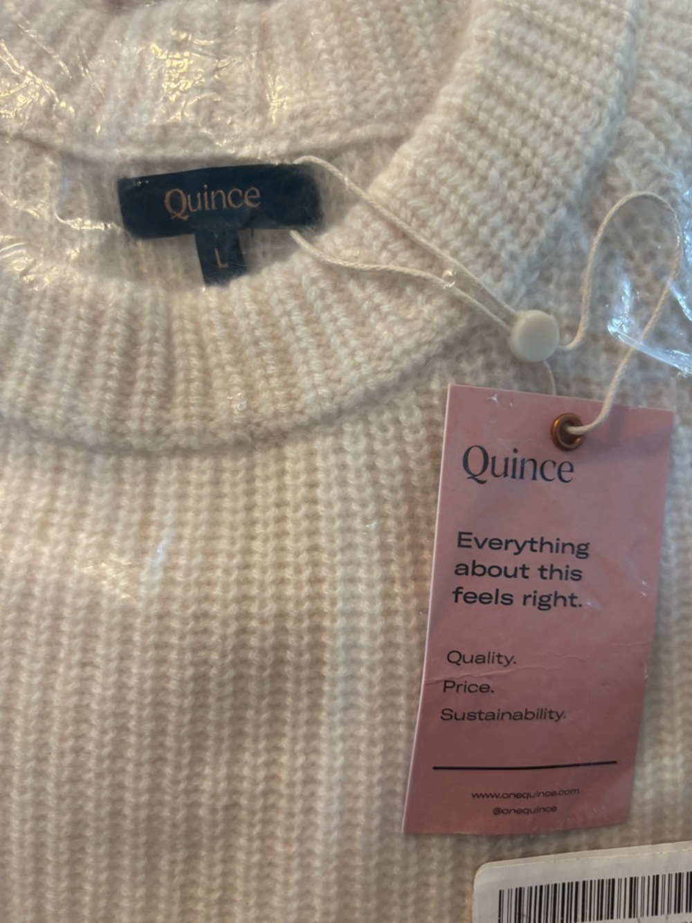 Quince Ivory Cashmere Ribbed Crewneck Sweater - Picture 6 of 6